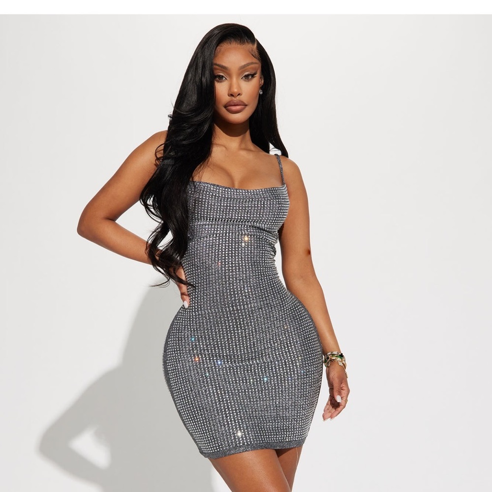 Sparkle City Embellished Mini Dress - Black